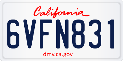 CA license plate 6VFN831
