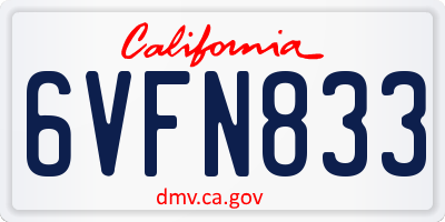 CA license plate 6VFN833