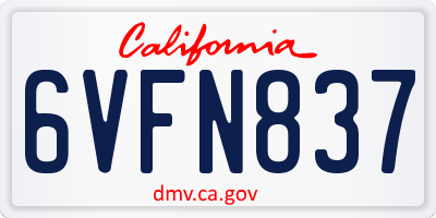 CA license plate 6VFN837