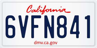 CA license plate 6VFN841