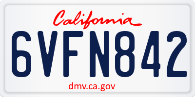 CA license plate 6VFN842