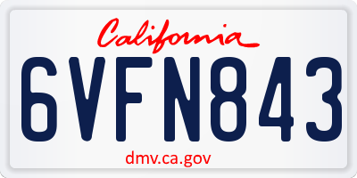 CA license plate 6VFN843