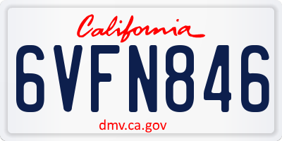 CA license plate 6VFN846