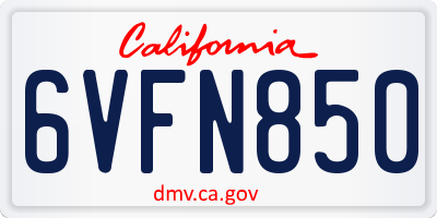 CA license plate 6VFN850