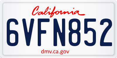 CA license plate 6VFN852