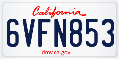 CA license plate 6VFN853