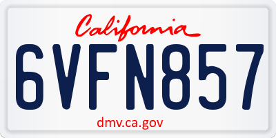 CA license plate 6VFN857