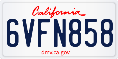 CA license plate 6VFN858