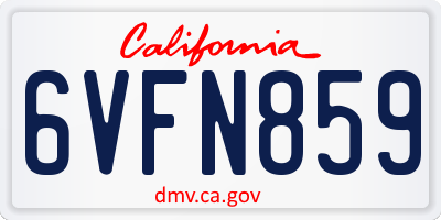 CA license plate 6VFN859