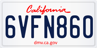 CA license plate 6VFN860