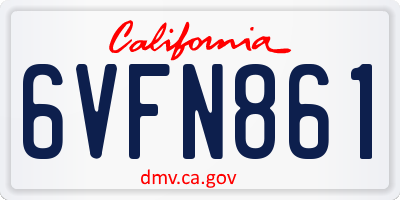 CA license plate 6VFN861
