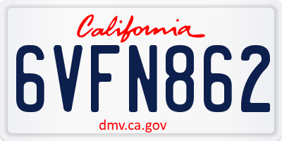 CA license plate 6VFN862