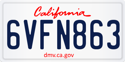 CA license plate 6VFN863