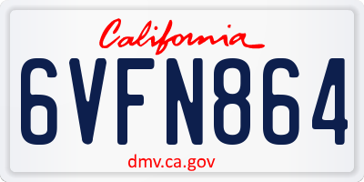CA license plate 6VFN864