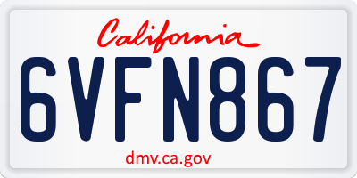 CA license plate 6VFN867
