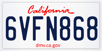 CA license plate 6VFN868