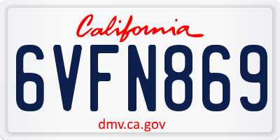 CA license plate 6VFN869