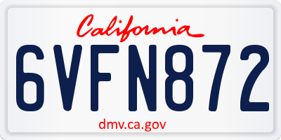 CA license plate 6VFN872
