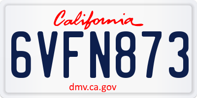 CA license plate 6VFN873