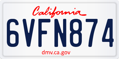 CA license plate 6VFN874