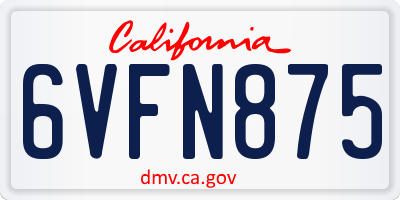 CA license plate 6VFN875
