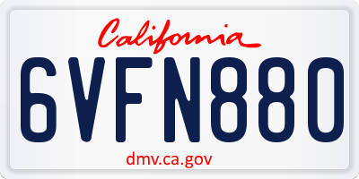 CA license plate 6VFN880