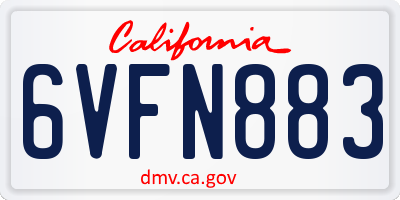 CA license plate 6VFN883