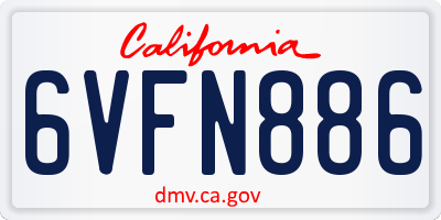 CA license plate 6VFN886