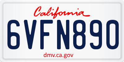 CA license plate 6VFN890