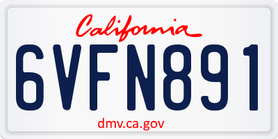 CA license plate 6VFN891