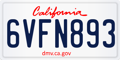 CA license plate 6VFN893