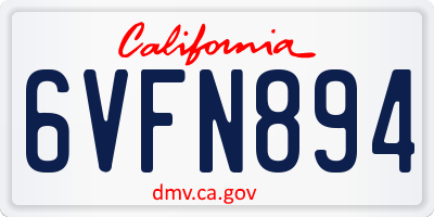 CA license plate 6VFN894