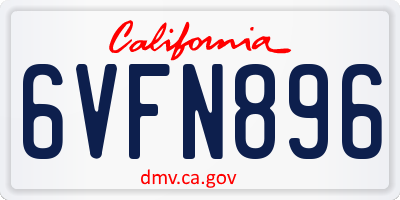 CA license plate 6VFN896