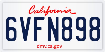 CA license plate 6VFN898