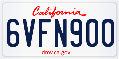 CA license plate 6VFN900