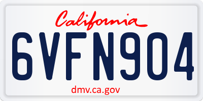 CA license plate 6VFN904