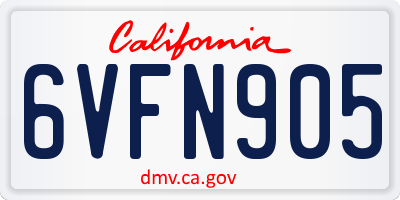 CA license plate 6VFN905