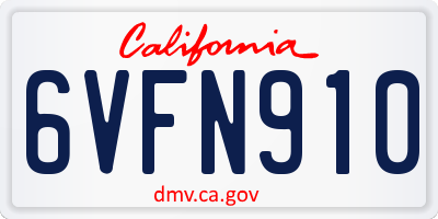 CA license plate 6VFN910