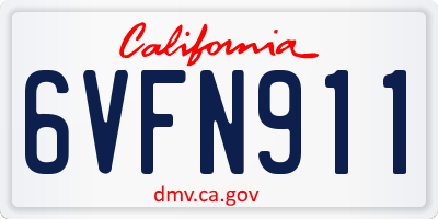 CA license plate 6VFN911