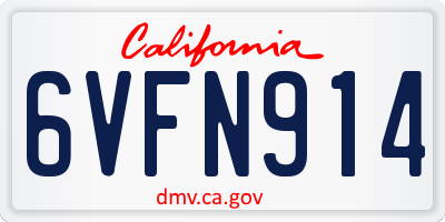CA license plate 6VFN914