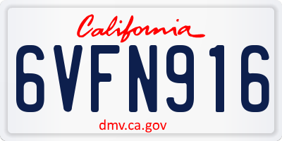 CA license plate 6VFN916