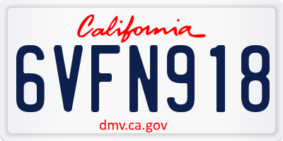 CA license plate 6VFN918