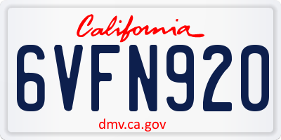 CA license plate 6VFN920