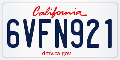 CA license plate 6VFN921