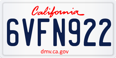 CA license plate 6VFN922