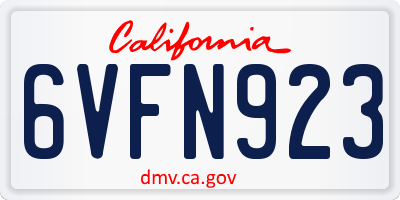 CA license plate 6VFN923