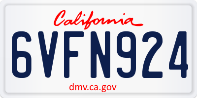 CA license plate 6VFN924