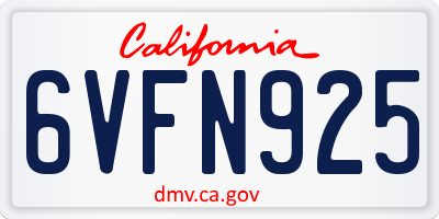 CA license plate 6VFN925