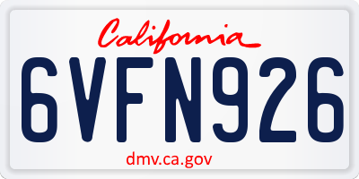 CA license plate 6VFN926