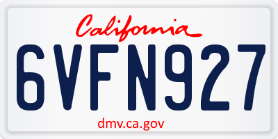CA license plate 6VFN927